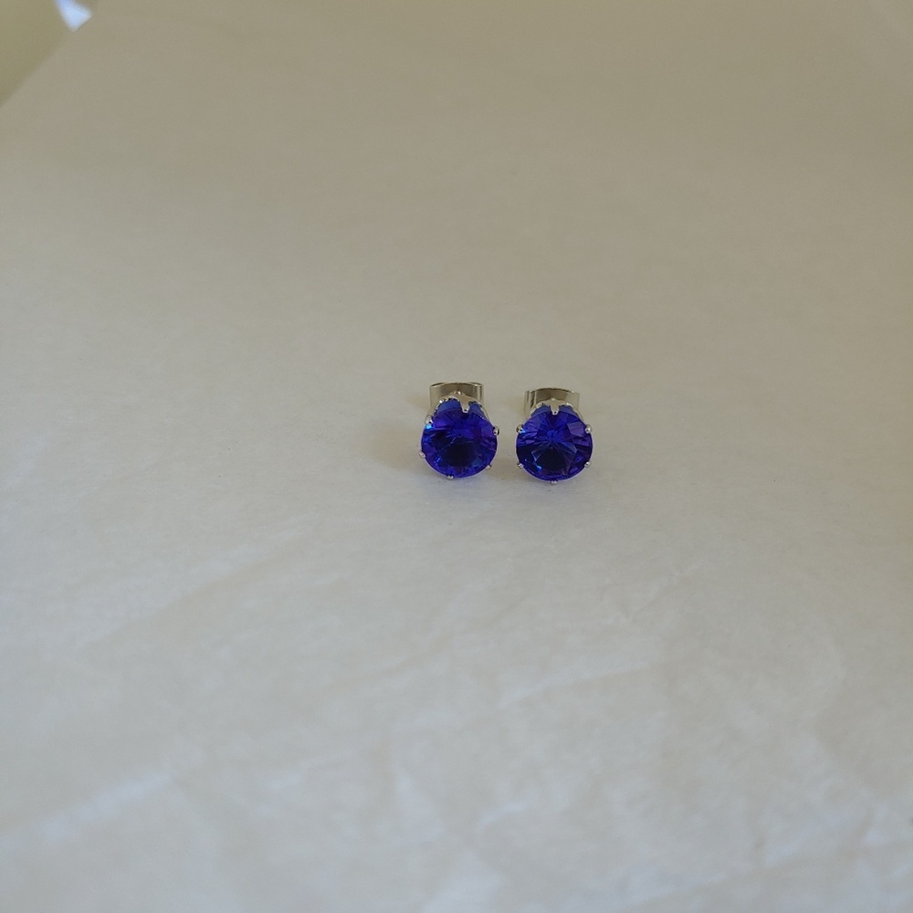 Tanzanite Studs White Gold Over Sterling Silver